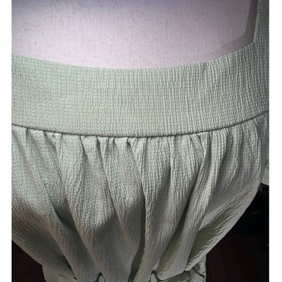Lulus Tiered Ruffle Puff Sleeve Midi Dress, Green, size Small, Lightweight - Picture 4 of 12